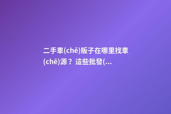 二手車(chē)販子在哪里找車(chē)源？這些批發(fā)進(jìn)貨渠道請(qǐng)收好！